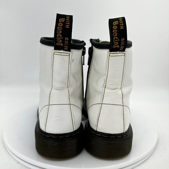Dr Martens 1460 J Women US 5 White Leather Side Zip Classic 8 Eye Combat Boot - Picture 6 of 14